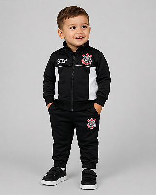 Conjunto Infantil Corinthians Agasalho Jaqueta e Calça