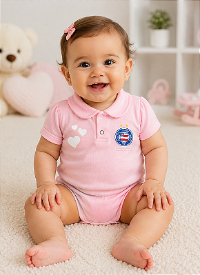 Body Bahia Polo Rosa Torcida Baby Oficial