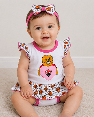 Body Saia Bebê Vitória Com Tiara Oficial
