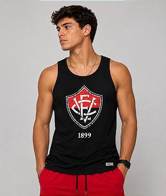 Camisa Vitória Regata Masculina Adulto Preta Escudo Oficial