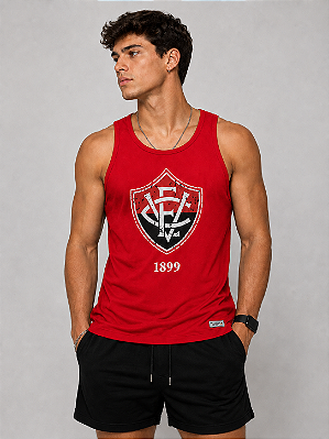 Camisa Vitória Regata Masculina Adulto Vermelha Escudo