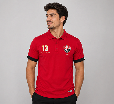 Camisa Polo Escudo Vitória Preta Adulto Oficial