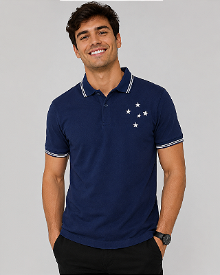 Camisa Polo Cruzeiro Adulto Azul Marinho Oficial