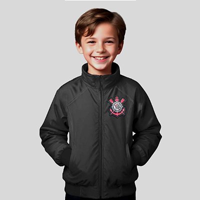 Jaqueta Infantil Corinthians Blusa De Frio Preta Oficial
