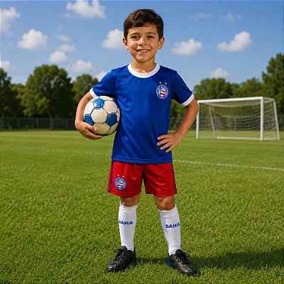 Uniforme Bahia Infantil Juvenil Camisa Short e Meião Futebol
