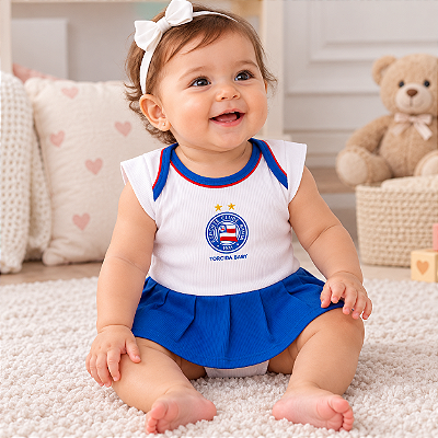 Body Vestido Bahia Bebê Menina Tricolor Torcida Baby
