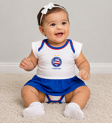 Body Vestido Bahia Bebê Menina Tricolor Torcida Baby