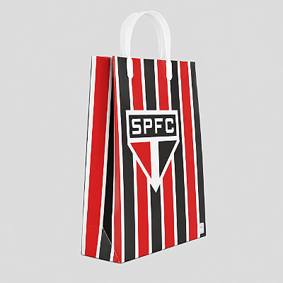 Sacola Para Presentes São Paulo Listrada Tricolor 33x27cm