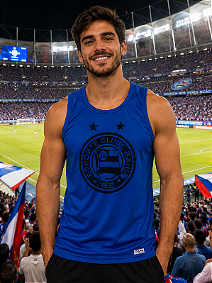 Camiseta Regata Bahia Masculina Azul Adulto Escudo