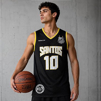 Camiseta Regata Santos Adulto Preta Oficial