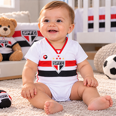 Body Bebê São Paulo Branco Torcida Baby Oficial