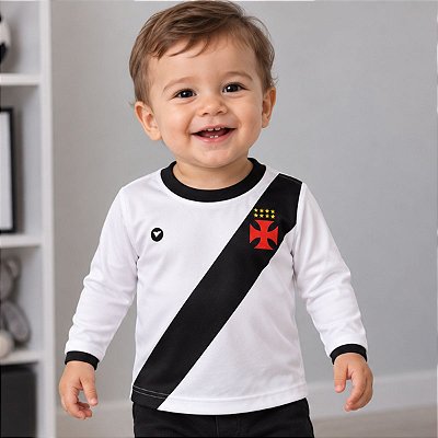 Camiseta Vasco Infantil Manga Longa Faixa Oficial
