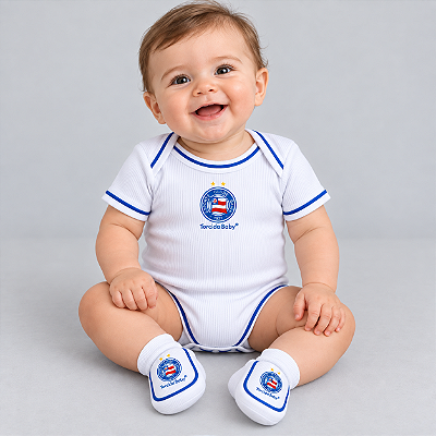 Conjunto Bebê Bahia Com Body e Pantufa Branco Oficial