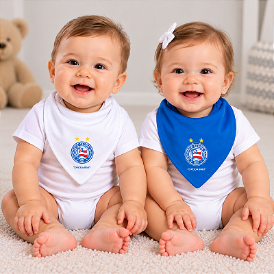 Kit Babador Bandana Bahia 2 Pçs Torcida Baby Oficial