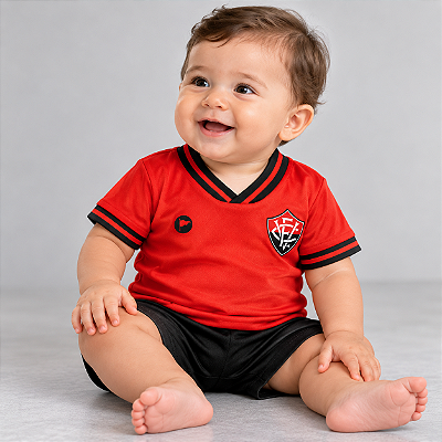 Camiseta Bebê Vitória Vermelha Torcida Baby Oficial