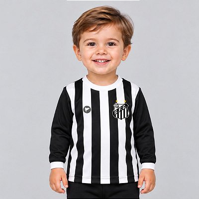Camiseta Santos Infantil Manga Longa Listrada Oficial