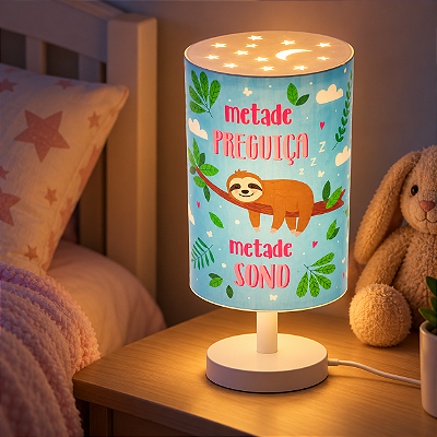 Luminária Abajur Bicho Preguiça 30.5cm Iluminação Led