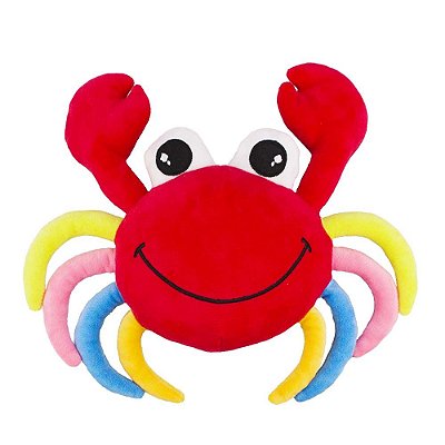 Caranguejo de Pelúcia Vermelho Patas Coloridas 27cm