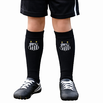 Meião Futebol Santos Infantil Juvenil Preto Oficial