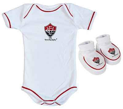 Kit Bebê Vitoria 2 Peças Branco Torcida Baby