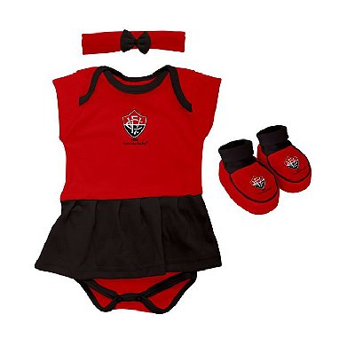 Kit Bebê Vitória 3 Peças Menina Torcida Baby