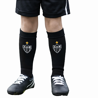 Meião Futebol Atlético MG Infantil Juvenil Preto Oficial