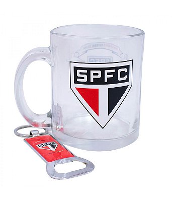 Caneca de Vidro São Paulo Com Abridor 350ml Oficial