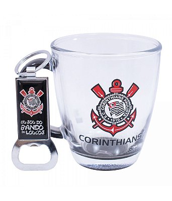 Copo Corinthians  de Vidro Com Abridor 370ml Oficial