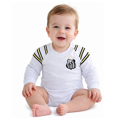 Body Bebê Santos Manga Longa 100% Algodão Oficial