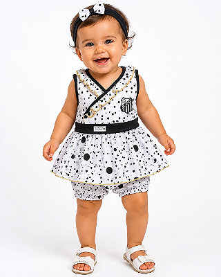 Vestido Bebê Infantil Santos com Shorts e Tiara Oficial