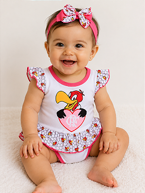 Body Vestido Flamengo Mascote Com Laço Oficial
