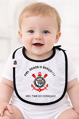 Babador Bebê Corinthians de Amarrar 100% Algodão Oficial