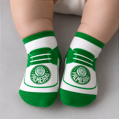 Meia Bebê Palmeiras Estampa de Tênis Chuteira Oficial