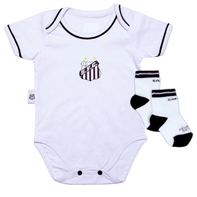 Kit Bebê Santos Com Body e Meia Oficial