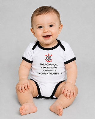 Body Frase Meu Coração é da Mamãe do Papai e do Corinthians