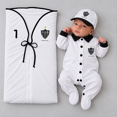 Kit Bebê Saída Maternidade Atlético MG Branco - Torcida Baby