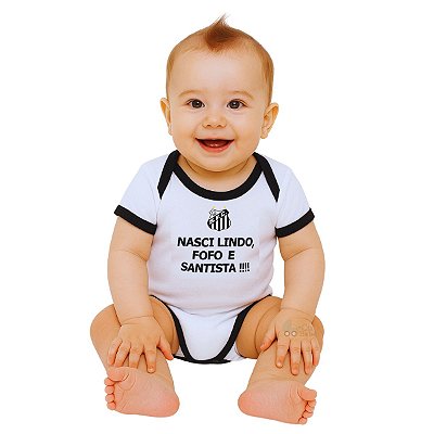 Body Santos Com Frase Nasci Lindo Fofo e Santista Oficial
