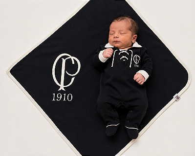 Kit Maternidade Corinthians Retrô Preto Com Manta Oficial