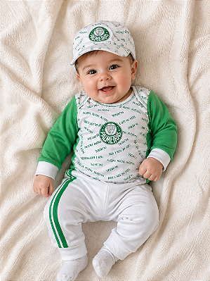 Conjunto Bebê Palmeiras Longo 3 Peças Oficial