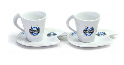 Jogo Com 2 Xícaras De Porcelana 90ml Grêmio