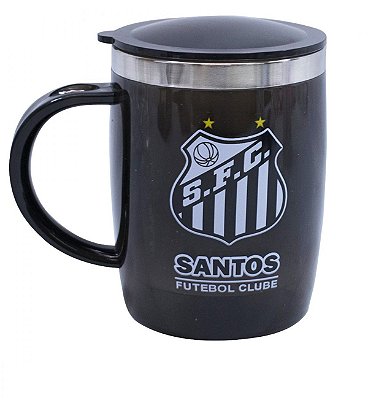 Caneca Térmica Com Tampa Santos Preto 450ml