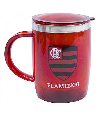 Caneca Térmica Com Tampa Flamengo Vermelha 450ml