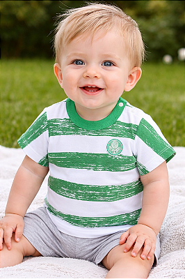 Camiseta Bebê Palmeiras Listras Meninos Oficial