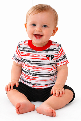 Camiseta Bebê São Paulo Listras Tricolor Oficial