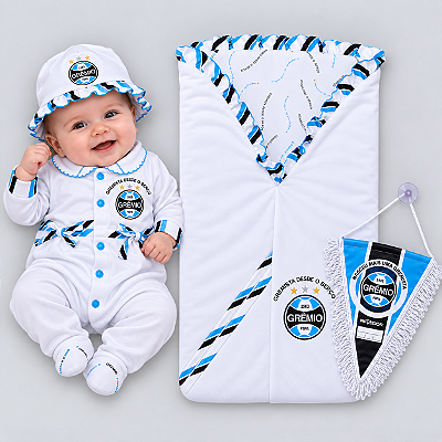 Kit Bebê Grêmio Saída Maternidade Meninas Com Saco de Dormir