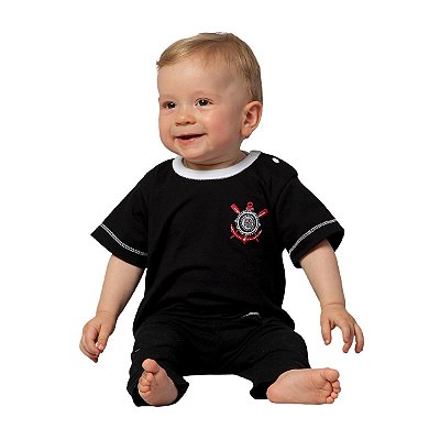 Camiseta Corinthians Bebê Preta Oficial