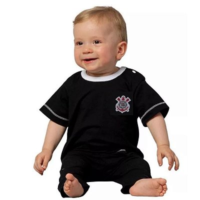 Camiseta Corinthians Bebê Preta Oficial