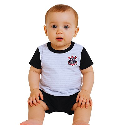 Camiseta Bebê Corinthians Hino Manga Curta Oficial