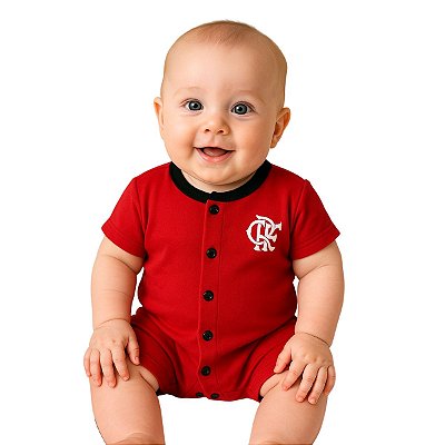Macacão Bebê Flamengo Curto Vermelho Oficial