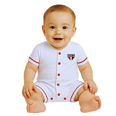 Macacão Bebê São Paulo Curto Unissex Oficial